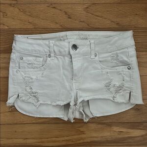 American Eagle White Jean Shorts Distressed Casual Style